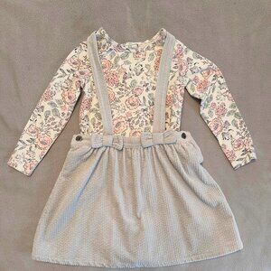 MAX STUDIO Girls Cotton Dress Overall & Shirt 2pc set Size 4T